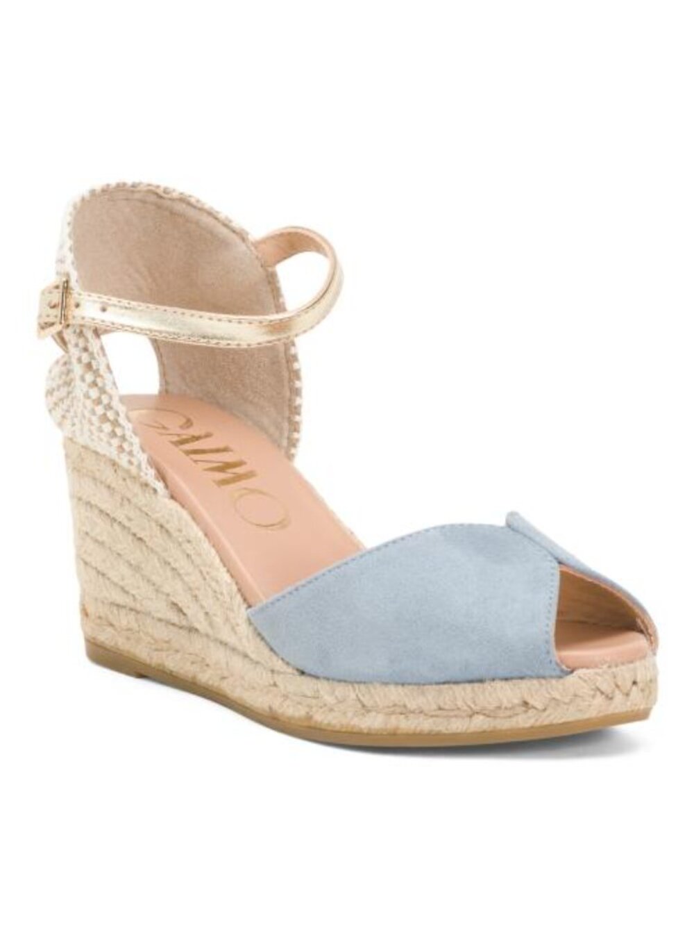 GAIMO Made In Spain Suede Espadrille Wedge Sandals With Ankle Strap